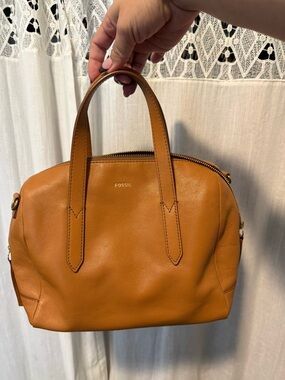 Fossil Cognac Leather Satchel Handbag